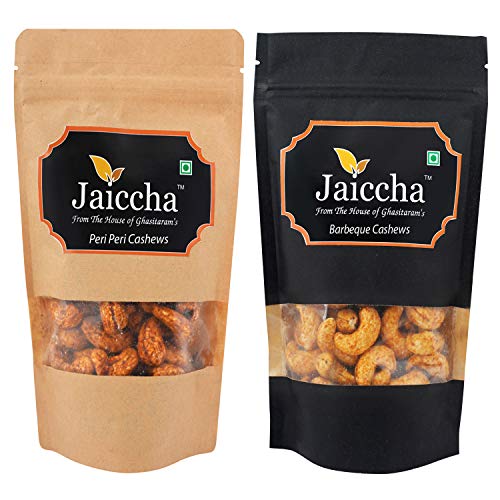 Jaiccha Ghasitaram Pack of 2 Peri Peri, Barbeque Cashews Pouches 200 GMS von Jaiccha