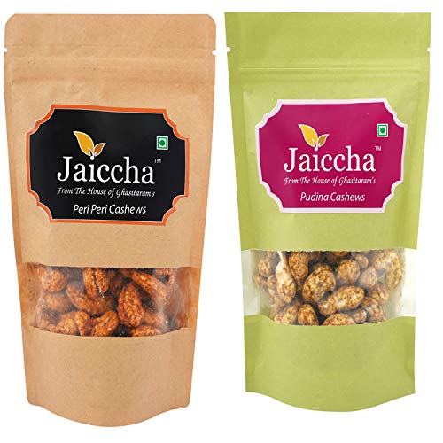 Jaiccha Ghasitaram Pack of 2 Peri Peri, Pudina Cashews Pouches 200 GMS von Jaiccha