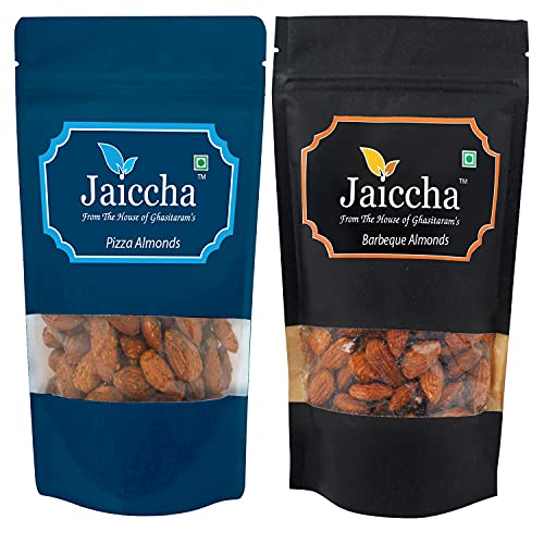 Jaiccha Ghasitaram Pack of 2 Pizza, Barbeque Almonds Pouches 200 GMS von Jaiccha