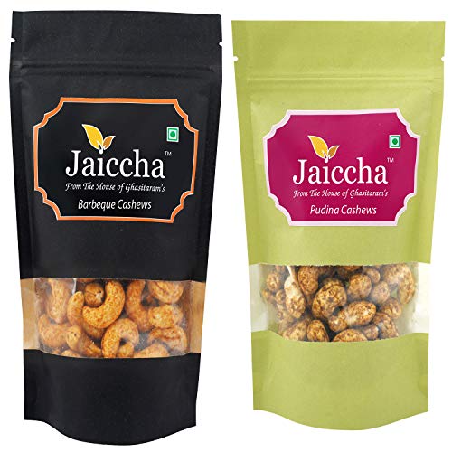 Jaiccha Ghasitaram Pack of 2 Pudina, Barbeque Cashews Pouches 200 GMS von Jaiccha