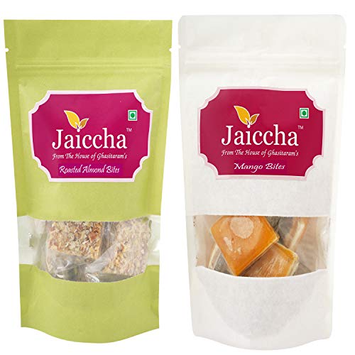 Jaiccha Ghasitaram Pack of 2 Roasted Almond Bites and Mango Bites Pouches 400 GMS von Jaiccha