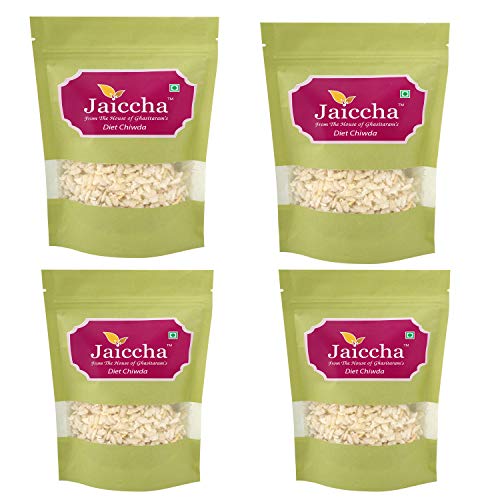 Jaiccha Ghasitaram Pack of 4 Diet Chiwda 75 GMS in Green Paper Pouch von Jaiccha