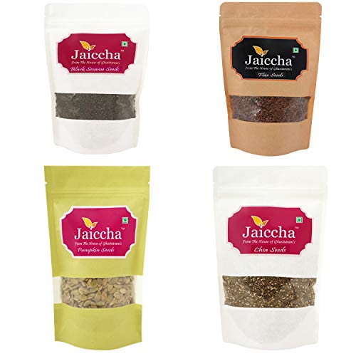 Jaiccha Ghasitaram Pack of 4 Pumpkin, Flax, Chia and Black Sesame Seeds 800 GMS von Jaiccha