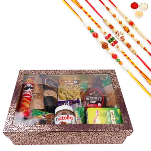 Jaiccha Ghasitaram Rakhi Gifts for Brothers Big Hamper Box of 20 Goodies with Soan Papdi with 5 Rakhis von Jaiccha