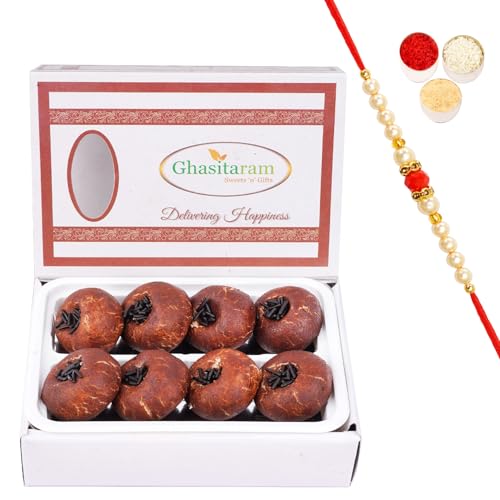 Jaiccha Ghasitaram Rakhi Gifts for Brothers Chocolate Mawa Peda 200 GMS with Beads Rakhi von Jaiccha