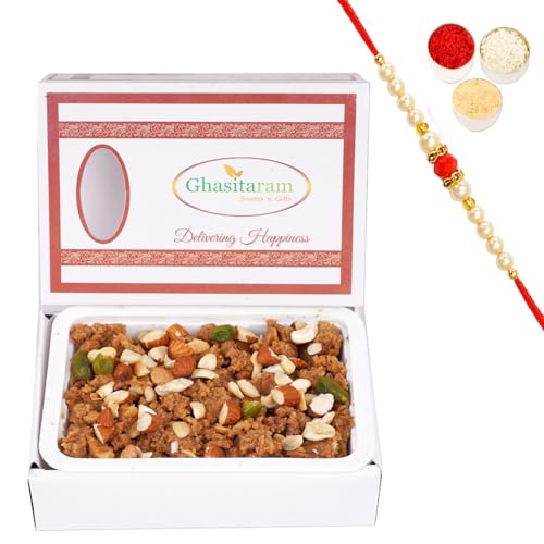 Jaiccha Ghasitaram Rakhi Gifts for Brothers Dryfruit Halwa 200 GMS with Beads Rakhi von Jaiccha