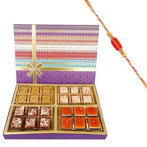 Jaiccha Ghasitaram Rakhi Gifts for Brothers Fruit n Nut Assorted 24 Bites Box with Beads Rakhi von Jaiccha