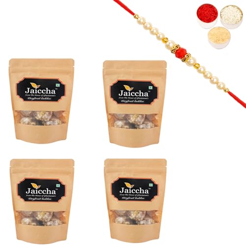 Jaiccha Ghasitaram Rakhi Gifts for Brothers Rakhi Sweets - Dryfruit laddoo 800 GMS with Beads Rakhi von Jaiccha