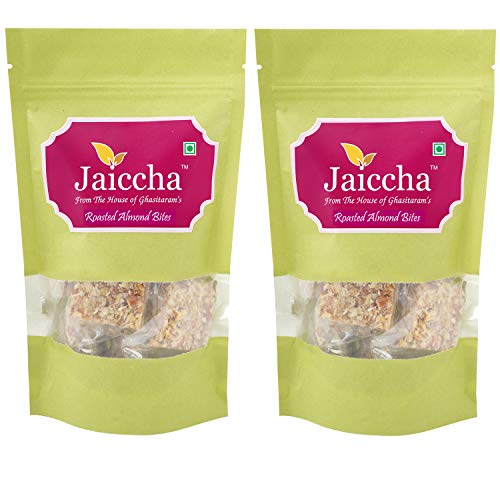 Jaiccha Ghasitaram Roasted Almond Bites 400 GMS in Green Paper Pouch von Jaiccha