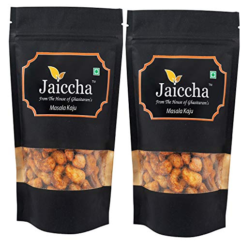 Jaiccha Ghasitaram Special Masala Kaju 400 GMS in Black Paper Pouch von Jaiccha