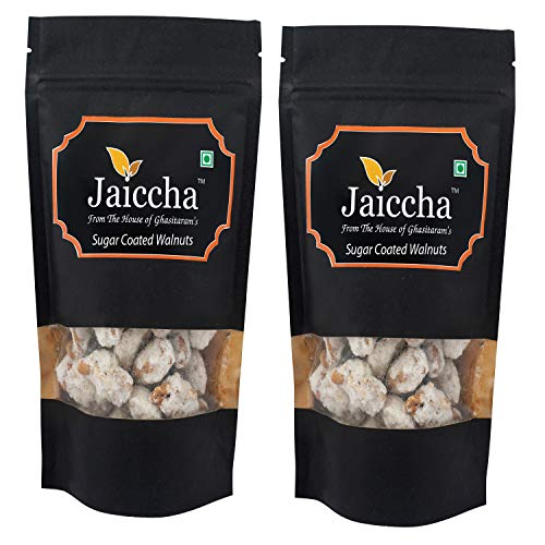 Jaiccha Ghasitaram Sugar Coated Walnuts 400 GMS in Black Paper Pouch von Jaiccha