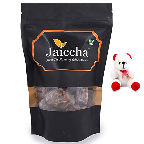 Jaiccha Ghasitaram Valentine Gifts indian Sweet - Valentine sweets Choco Crunchy Dryfruit Bites in a Black Pouch and a Teddy von Jaiccha