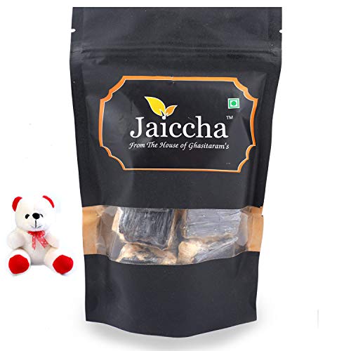 Jaiccha Ghasitaram Valentine Gifts indian Sweet - Valentine sweets Marie Crunchy Dryfruit Bites in a Black Pouch and a Teddy von Jaiccha