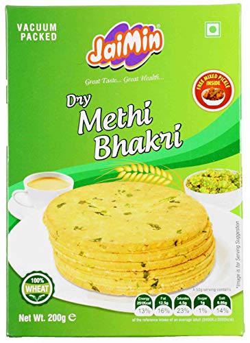 Jaimin Dry plain Methi Bhakri Weizen-Snacks - 200g - 2er-Packung von Sattie