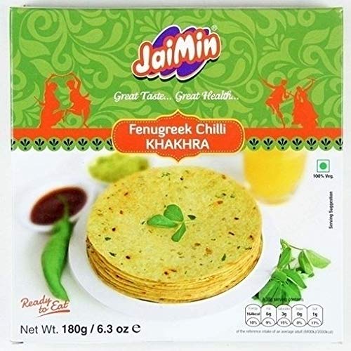 Jaimin Khakhra Bockshornklee & Chili Weizen-Snack - 180g - 2er-Packung von Jaimin