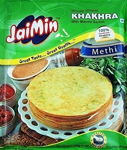 Jaimin Vollkorn Methi Khakhra Weizen-Snack mit Bockshornklee-Geschmack - 200g - 3er-Packung von Axppin