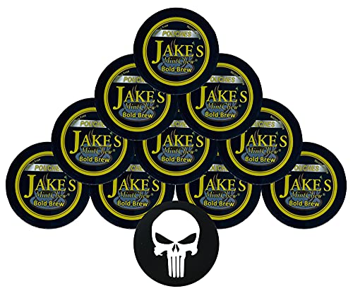 Jake's Mint Chew Bold Brew Pouch 10 Dosen mit DC Crafts Nation Skin Can Cover – Totenkopf von Jake's Mint Chew