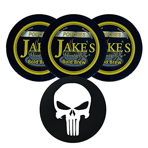 Jake's Mint Chew Bold Brew Pouch 3 Dosen mit DC Crafts Nation Skin Can Cover – Totenkopf von Jake's Mint Chew