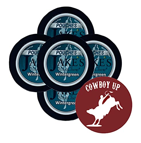 Jake's Mint Chew Wintergreen Beutel 5 Dosen mit DC Crafts Nation Skin Can Cover – Cowboy von Jake's Mint Chew