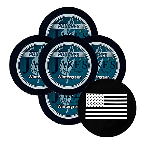 Jake's Mint Chew Wintergreen Beutel 5 Dosen mit DC Crafts Nation Skin Can Cover – US-Flagge von Jake's Mint Chew