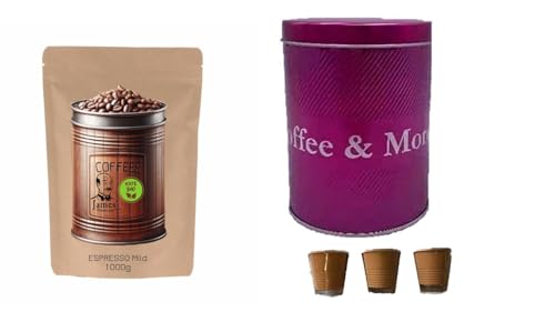 4,4 Liter Kaffeedose mit Löffel Die James Premium Kaffeedosen sind eine stilvolle und praktische Lösung für die Aufbewahrung von Kaffeebohnen.+ 3 Espressobecher von James Premium