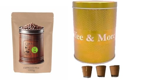4,4 Liter Kaffeedose mit Löffel Die James Premium Kaffeedosen sind eine stilvolle und praktische Lösung für die Aufbewahrung von Kaffeebohnen.+ 3 Tassen 95ml von James Premium