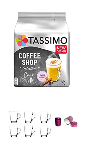 Chai Latte Kapseln Coffee Shop Selections Chai Latte plus Schokostreuer pink von James Premium