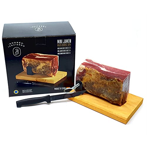 1kg Mini Serrano-Schinken | Geschenkbox mit Halterung und Messer | 18 Monate Reifezeit | 50% Duroc von Jamón y Vino - Spanische Delikatessen