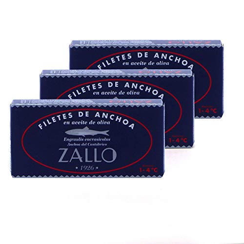 3x50g Filetes de Anchoas en Aceite | Sardellenfilets aus dem Kantabrischen Meer | nationale Anchovis in Olivenöl | Fisch Konserve in Öl von Jamón y Vino - Spanische Delikatessen