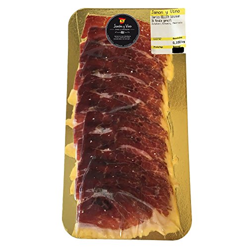 Pata Negra Ibérico BELLOTA Schinken, +36 Monate gereift, OHNE ZUSATZSTOFFE, geschnitten (1x 150g) von Jamón y Vino - Spanische Delikatessen