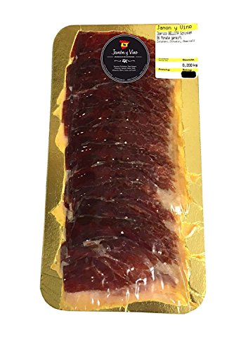 Pata Negra Ibérico BELLOTA Schinken, +36 Monate gereift, OHNE ZUSATZSTOFFE, geschnitten (2x 150g) von Jamón y Vino - Spanische Delikatessen