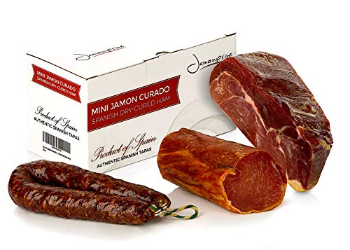 Serrano Schinken Gereift ohne Knochen 1 Kg + Lomo (Lende) Duroc 250 gr + Salchichón Serrano Dauerwurst 200 gr - Spanischer Schinken von Jamonprive