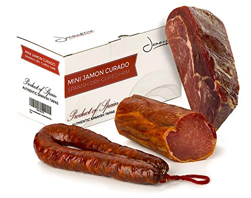 Serrano Schinken Gereift ohne Knochen 1 Kg + Lomo (Lende) Duroc Natural 250 gr + Chorizo Paprikawurst 200 gr - Spanischer Schinken Jamonprive von Jamonprive