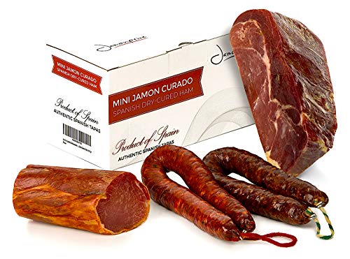 Serrano Schinken gereift ohne Knochen 1 Kg & Lomo (Lende) Duroc Natural 250 gr + Chorizo Paprikawurst 200 gr+ Salchichón Serrano Dauerwurst Extra 200 gr - Spanischer Schinken Jamonprive von Jamonprive