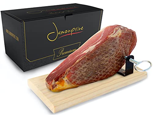 Serrano Schinken gereift ohne Knochen Gran Reserva ca. 1 Kg - Spanischer Schinken (SCHINKENHALTER UND MESSER NICHT ENTHALTEN) – Jamonprive Premium von Jamonprive