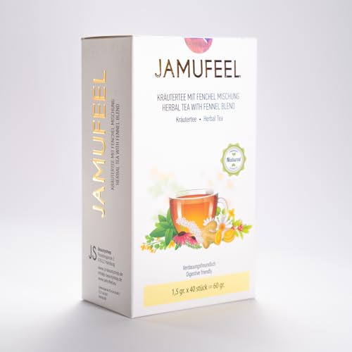 Jamufeel • Kräutertee mit Fenchel & Kümmelsamen • 60g (40 Stück à 1,5g) • Unterstützt die Verdauung & Fördert das Wohlbefinden • 100% Natürlich von Jamufeel