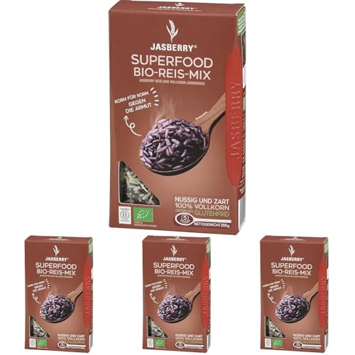 Bio Vollkorn Reis Jasberry Superfood 250g - Variante Mix (Packung mit 4) von Jasberry