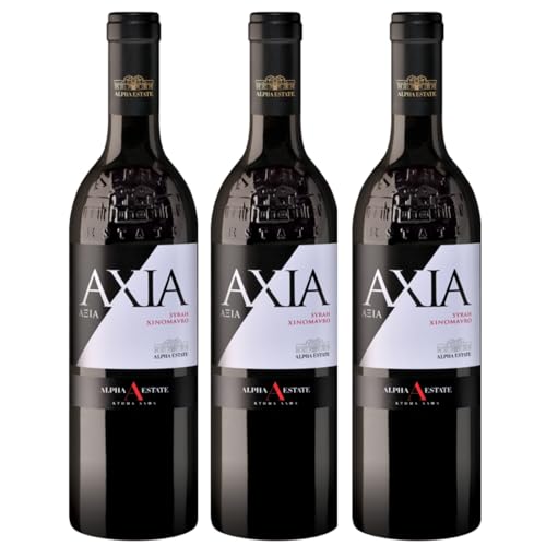 Axia rot trocken 3x 0,75l Alpha Estate | Trockener Rotwein aus Griechenland | 14,5% Vol. | +20ml Jassas Olivenöl von Jassas Griechische Feinkost