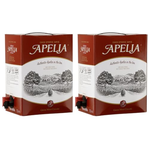 Black Label Apelia Bag-In-Box 2x 3,0l | Lieblicher Rotwein | Imiglykos | 11,5% Vol. | Kourtaki | + 20ml Jassas Olivenöl von Jassas Griechische Feinkost