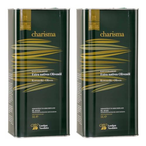 Charisma Olivenöl 2x 5,0l Vassilakis Estate | Extra natives Olivenöl aus Kreta | Säuregehalt < 0,4% | + 20ml Jassas Olivenöl von Jassas Griechische Feinkost