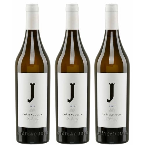 Chateau Julia Chardonnay weiß 3x 0,75l Flasche | Trockener Weißwein aus Griechenland | Costa Lazaridi | 13,5% Vol. | +20ml Jassas Olivenöl von Jassas Griechische Feinkost