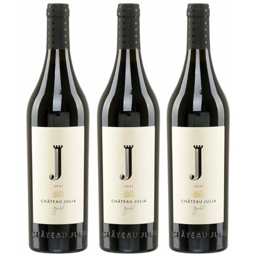 Chateau Julia Merlot rot 3x 0,75l Flasche | Trockener Rotwein aus Griechenland | Costa Lazaridi | 14,5% Vol. | +20ml Jassas Olivenöl von Jassas Griechische Feinkost