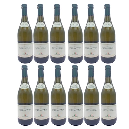 Frizzantino Gualtieri Vino Bianco süß 12x 0,75l Dell Emilia | Weißer Perlwein aus Italien | 7,5% Vol.| + 20ml Jassas Olivenöl von Jassas Griechische Feinkost