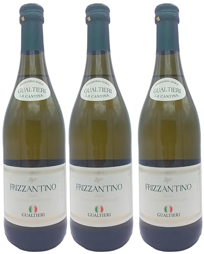 Frizzantino Gualtieri Vino Bianco süß 3x 0,75l Dell Emilia | Weißer Perlwein aus Italien | 7,5% Vol.| + 20ml Jassas Olivenöl von Jassas Griechische Feinkost