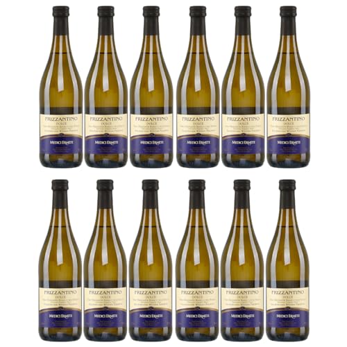 Frizzantino Medici weiß 12x 0,75l | Medici Ermete | Weißer Perlwein aus Italien | +20ml Jassas Olivenöl von Jassas Griechische Feinkost