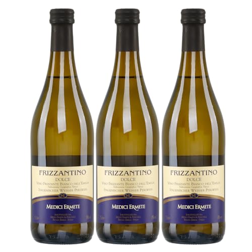 Frizzantino Medici weiß 3x 0,75l | Medici Ermete | Weißer Perlwein aus Italien | +20ml Jassas Olivenöl von Jassas Griechische Feinkost