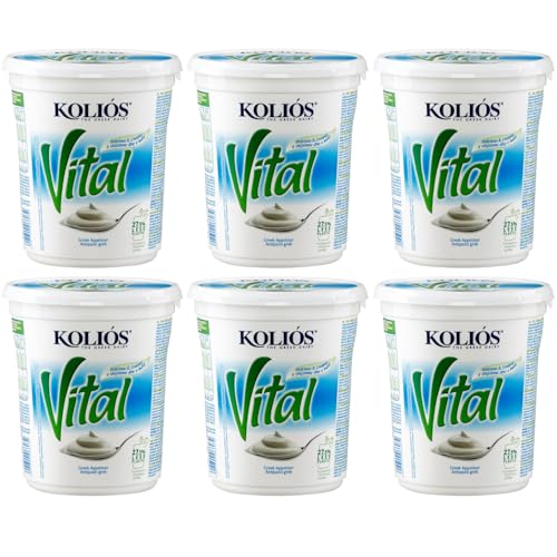 Griechischer Joghurt Vital (Cremig) 6x 1kg Kolios | Milder Joghurt aus Kuhmilch | Vielfach mit Gold prämiert | +20ml Jassas Olivenöl von Jassas Griechische Feinkost