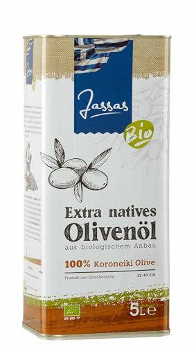 Griechisches Bio Olivenöl "Jassas" 5 Liter Kanister | Neue Ernte 2024/2025 | Extra natives | Aus Griechenland | Geringer Säuregehalt | DE-ÖKO-037 von Jassas Griechische Feinkost