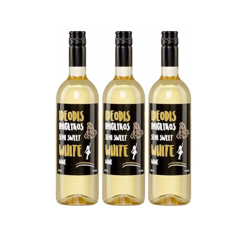 Imiglykos Ideodis weiß 3x 0,75l VAENI Naoussa | Lieblicher Weißwein aus Griechenland | 11% Vol. | Weingut Vaeni Naoussa | + 20ml Jassas Olivenöl von Jassas Griechische Feinkost