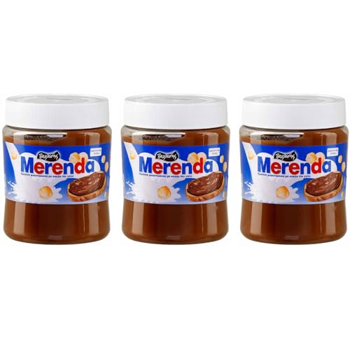 Merenda Schokocreme 3x 360g Glas | Beliebte Schoko-Haselnusscreme aus Griechenland | Pavlidis | +20ml Jassas Olivenöl von Jassas Griechische Feinkost